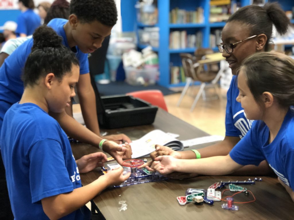 Students participate in a “Full STEAM Ahead!” activity at the Boys and Girls Club of Fauquier, a 2018 Good Neighbor Grant recipient.