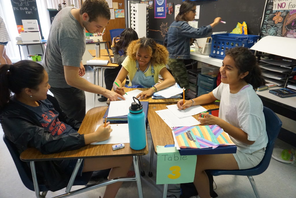 Students working as a group at BEAM LA, a Cooke Foundation grantee program.