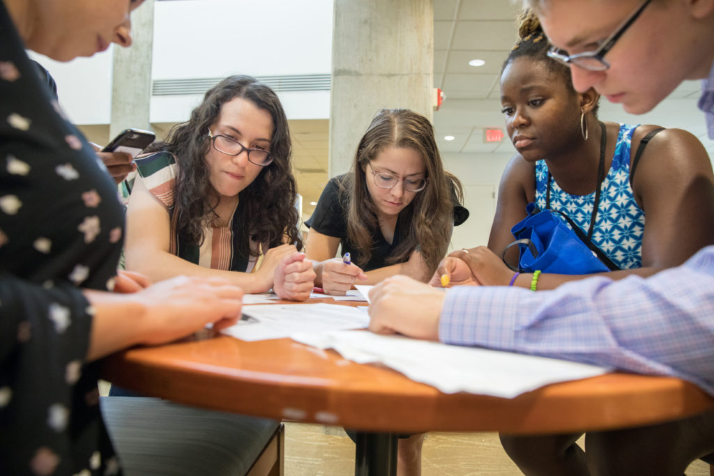 Cooke Scholars do an activity at Scholars Weekend 2018